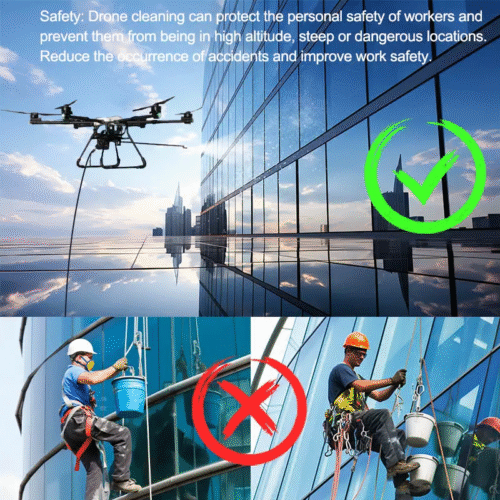 Industrial Cleaning Drone vs Manual High-Altitude Cleaning - Safe Alternative to Dangerous Window & Facade Cleaning Work